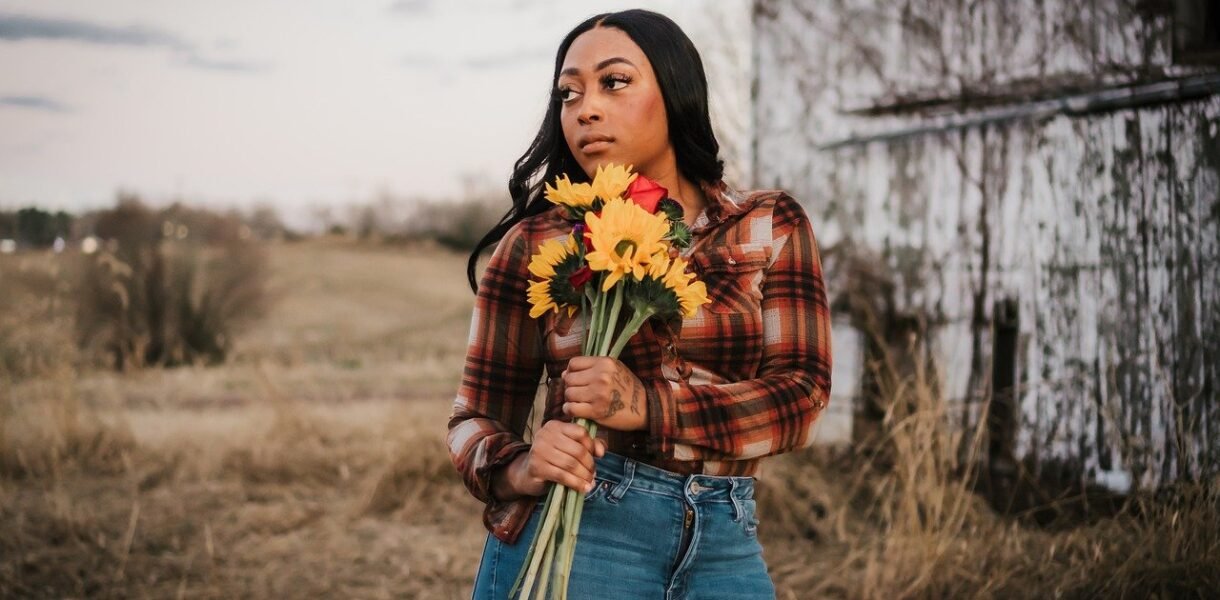 woman, flowers, model