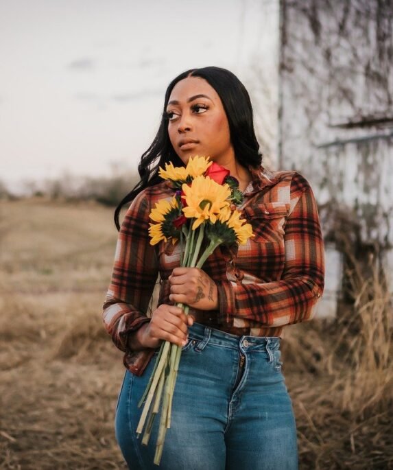 woman, flowers, model
